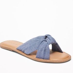 NWOT chambray blue slide sandals 8.5 nautical knot